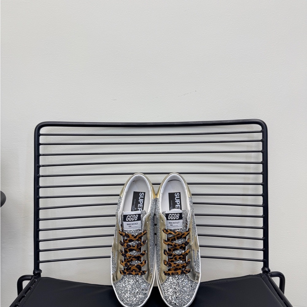 Golden Goose Silver and Gold Glitter Sneakers - Picture 4 of 8